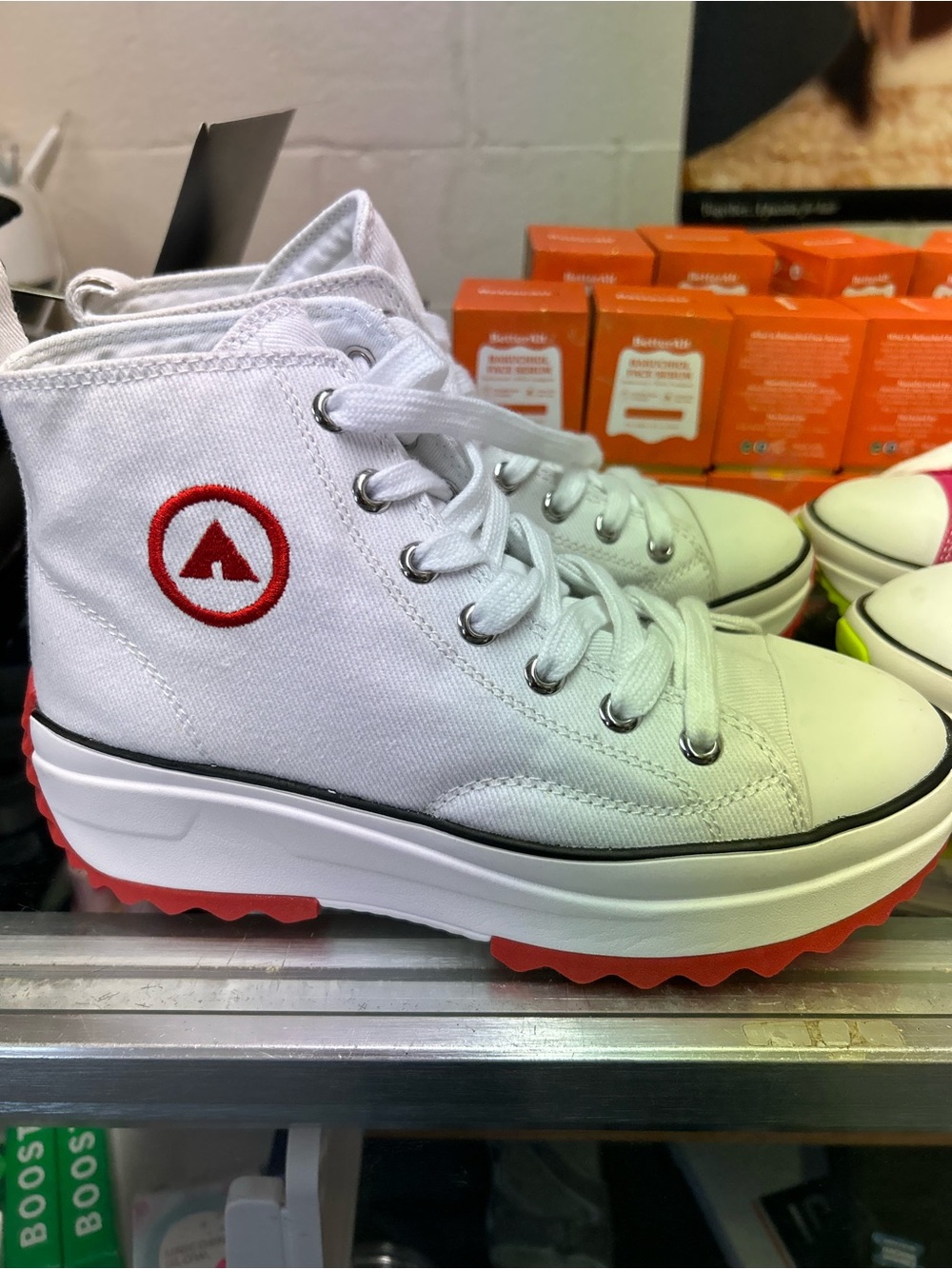 Airwalk White High-Top Sneakers with Red Accent